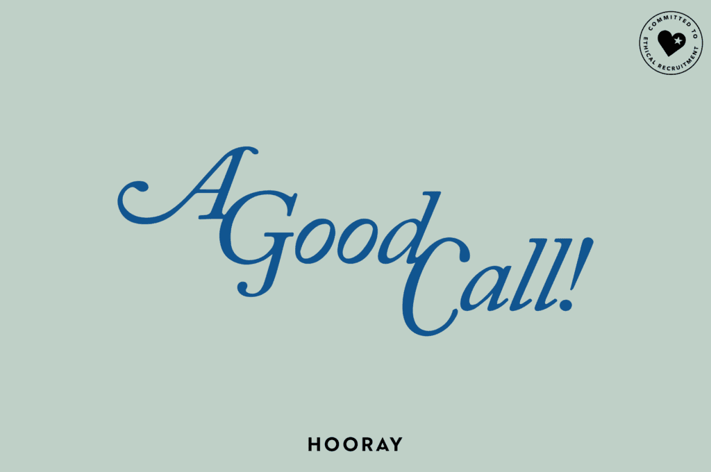 'A good call' in blue text on a light green background.