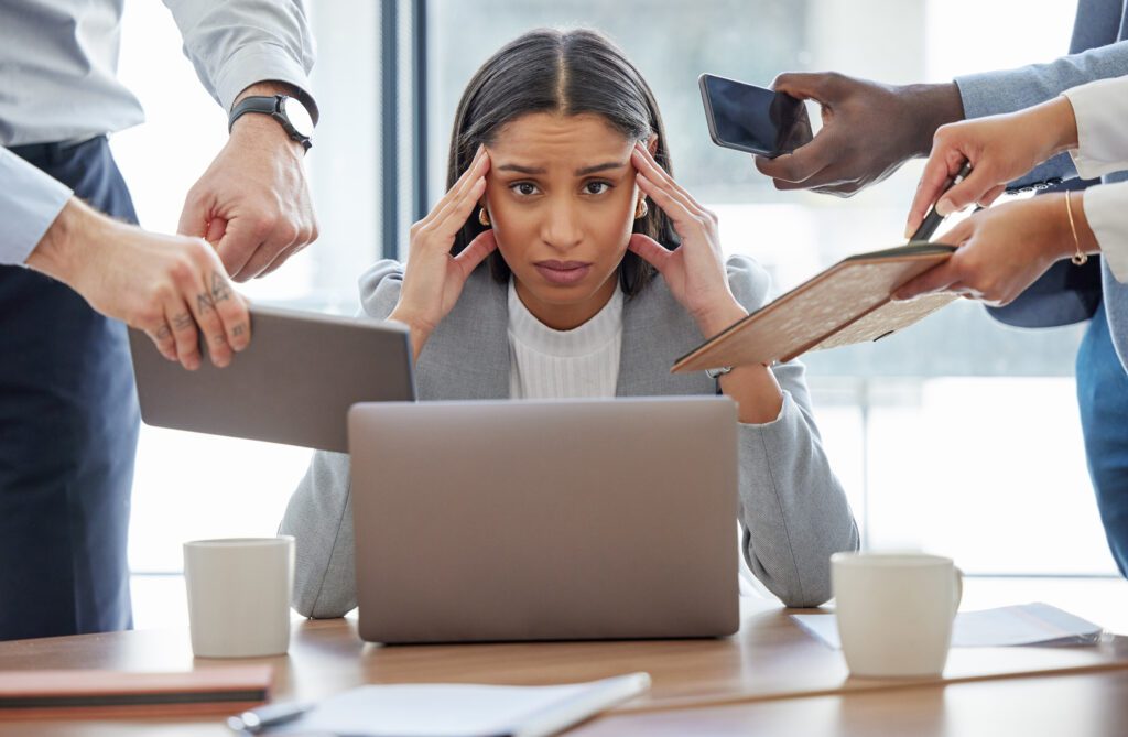 Office worker struggling to be productive in the Workplace